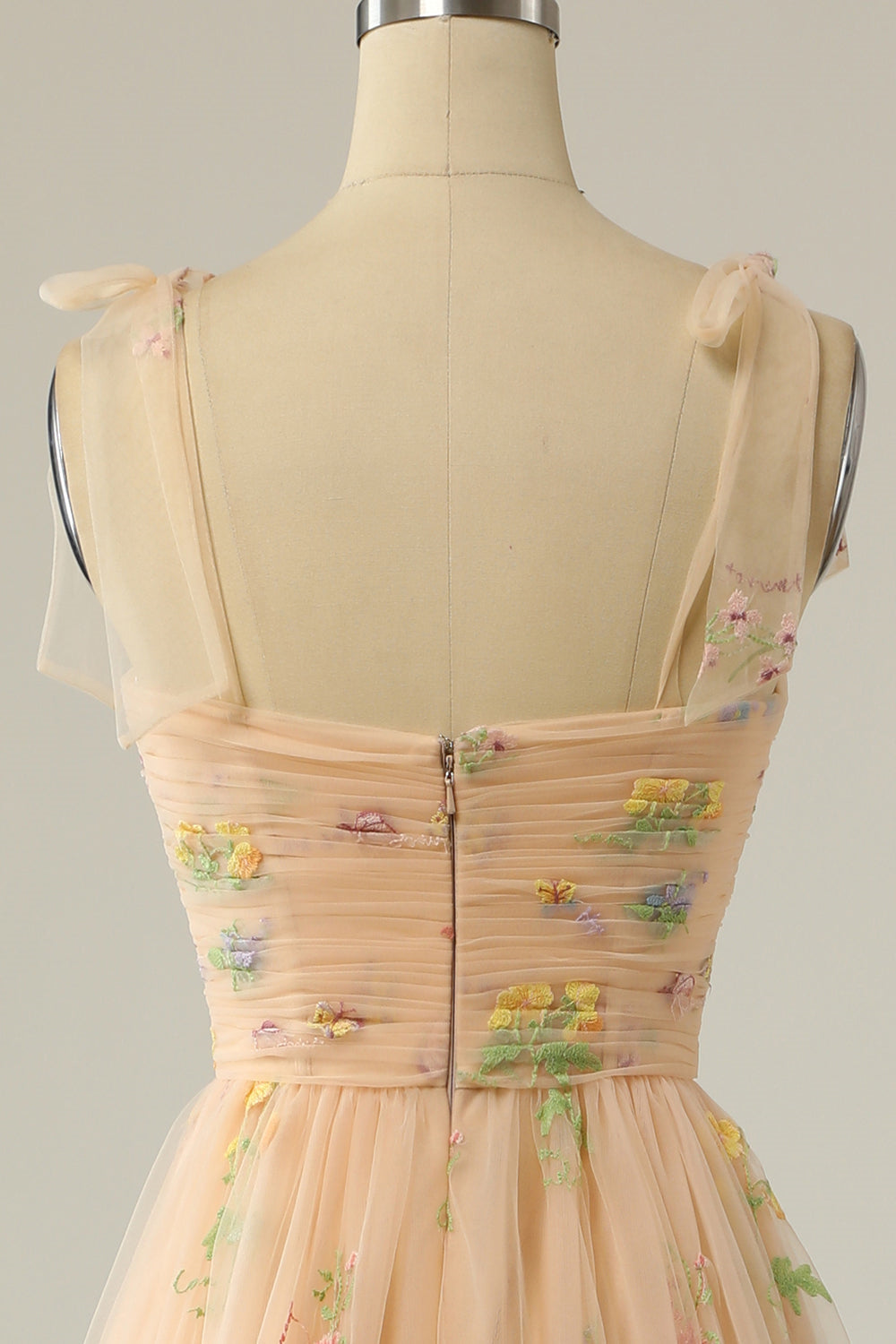 Dusty Sage Bow Tie Shoulder Appliques A-line Long Prom Dress