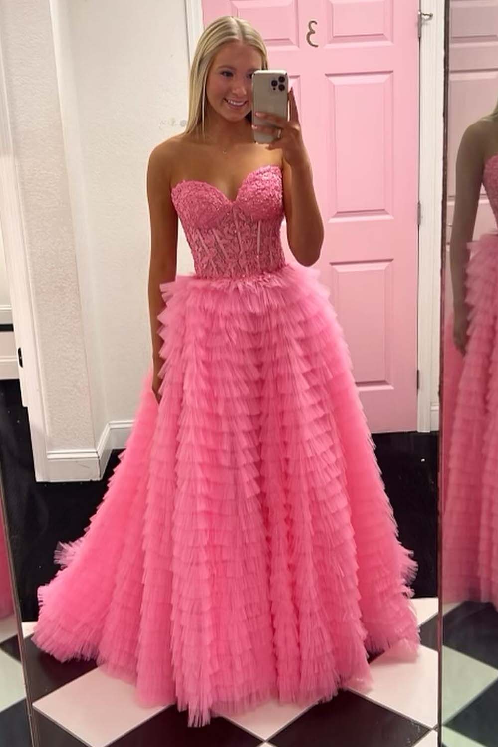 Sweetheart Lace Corset Ball Gown with High Slit