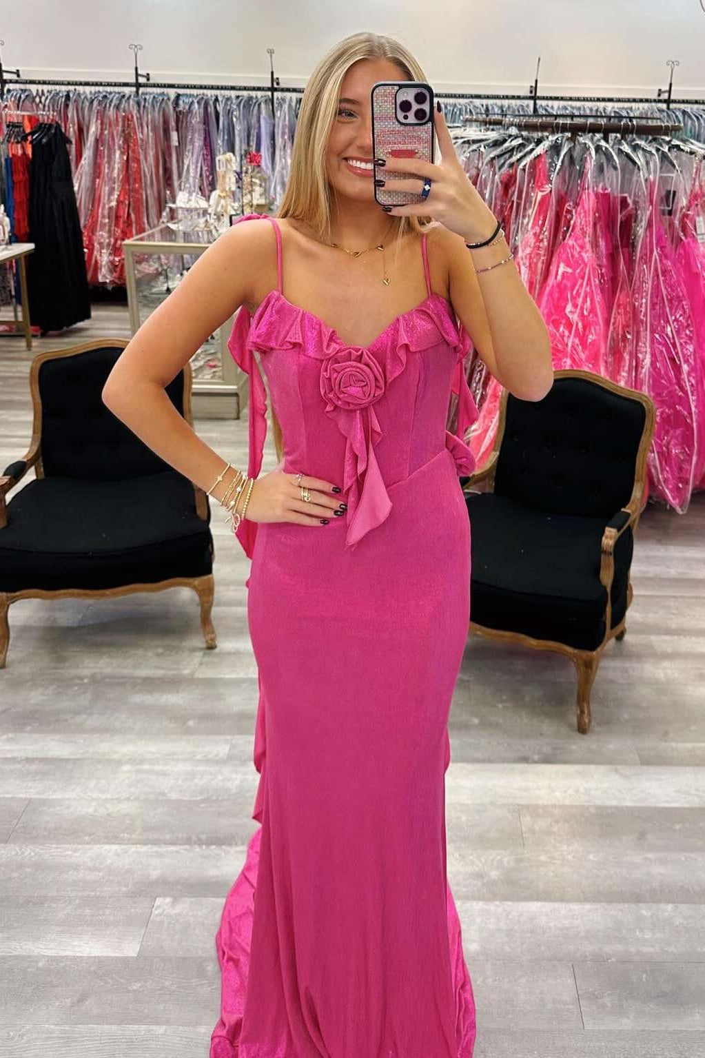 Backless Sweetheart Florals Mermaid Ruffled Party Prom Dress