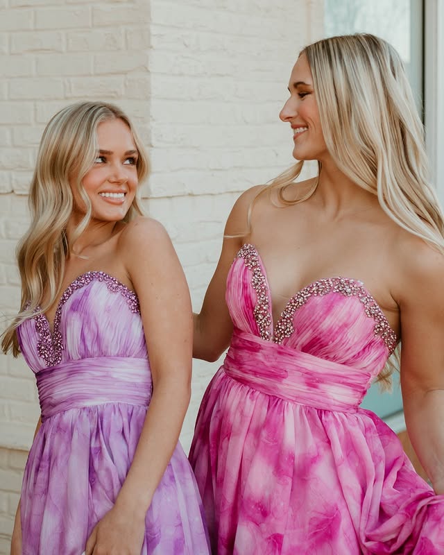 Beaded Sweetheart Strapless Chiffon A-Line Party Prom Dress
