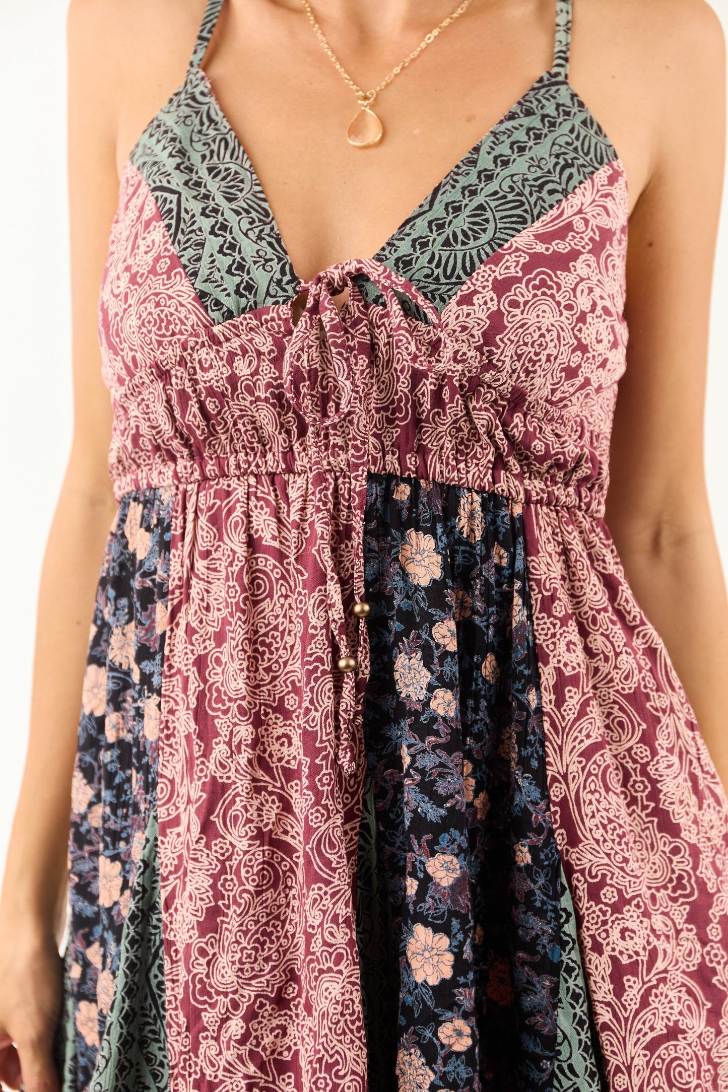 Berry Abstract Multi Print Sleeveless Mini Dress
