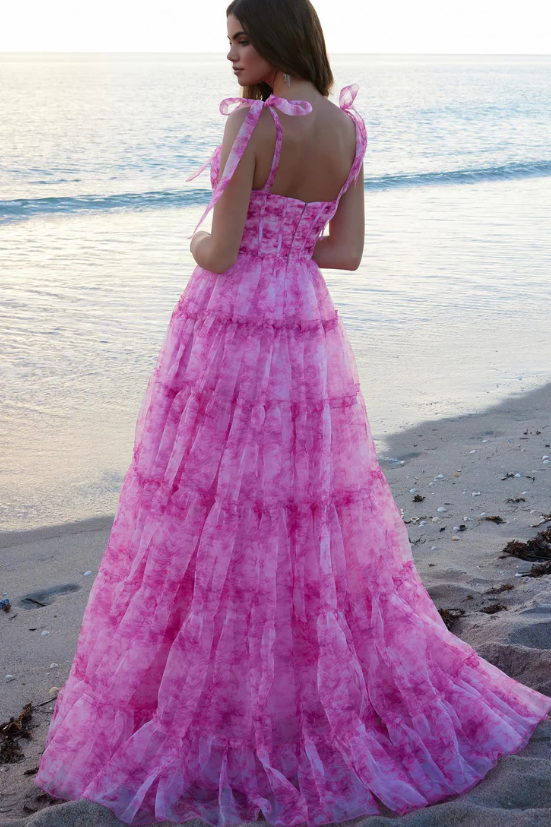 Chic Sweetheart Bow Straps A-Line Empire Party Prom Dress