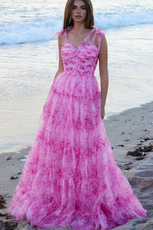 Chic Sweetheart Bow Straps A-Line Empire Party Prom Dress