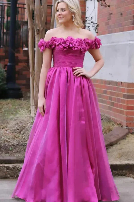 Florals Off-Shoulder A-Line Empire Party Prom Dress