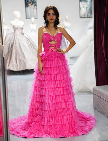 Sweetheart Pink Prom Dress with Bows