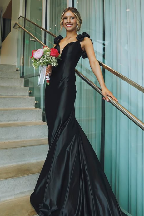 Mermaid V-Neck Backless Florals Party Prom Dress
