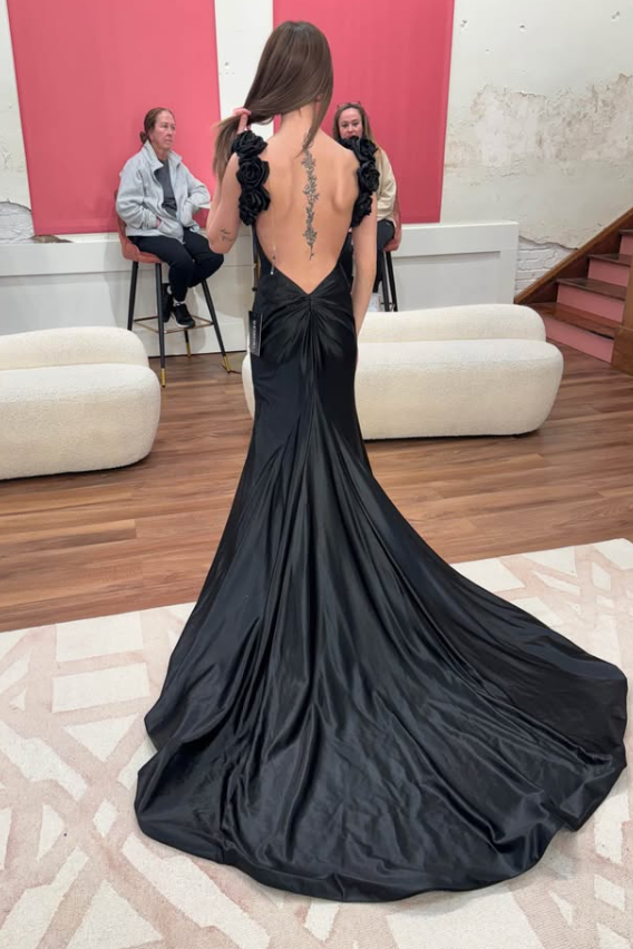 Mermaid V-Neck Backless Florals Party Prom Dress