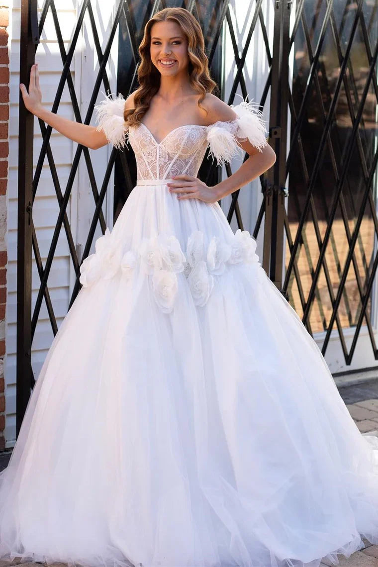 Sweetheart Sleeveless Tulle A-Line With Florals Prom Dress