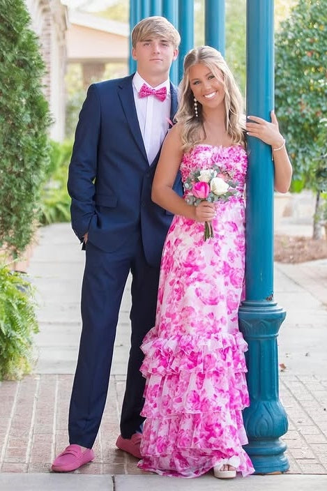Sweetheart Strapless Chiffon A-Line Floral Party Prom Dress