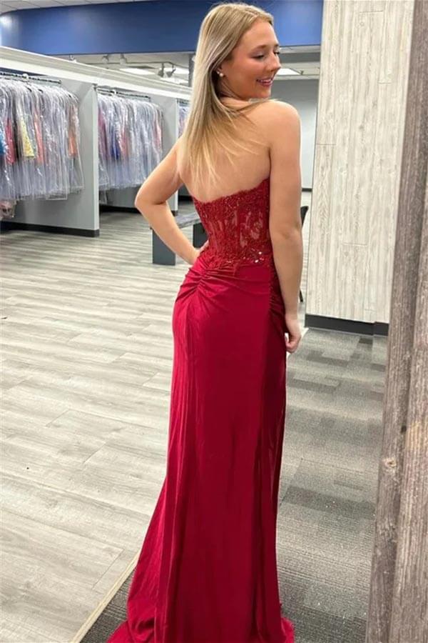 Sweetheart Strapless Mermaid Appliques Party Prom Dress
