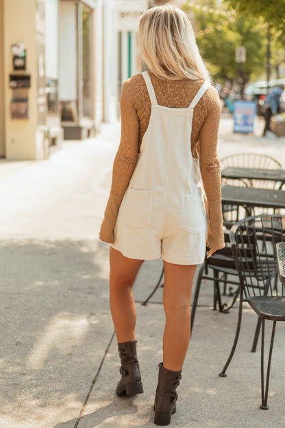 Vanilla Corduroy Relaxed Overalls Style Romper