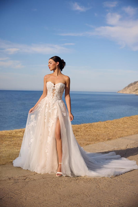 Sophia Tolli "Betty" A-line Lace Bridal Gown with Slit