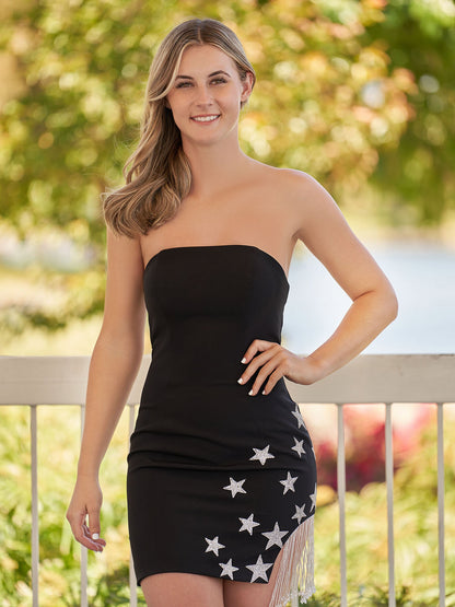 Sheath Strapless Satin Homecoming Dress