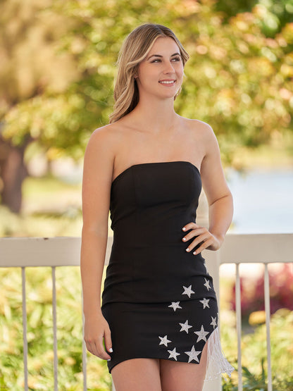 Sheath Strapless Satin Homecoming Dress