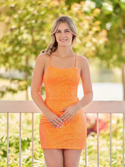 Bodycon Royal Blue Scoop Neck Sequins Homecoming Dress