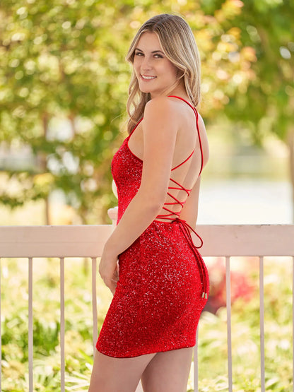 Bodycon Royal Blue Scoop Neck Sequins Homecoming Dress