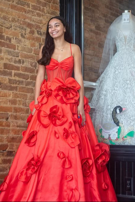 Sheer Empire Sleeveless Satin A-Line Floral Prom Dress