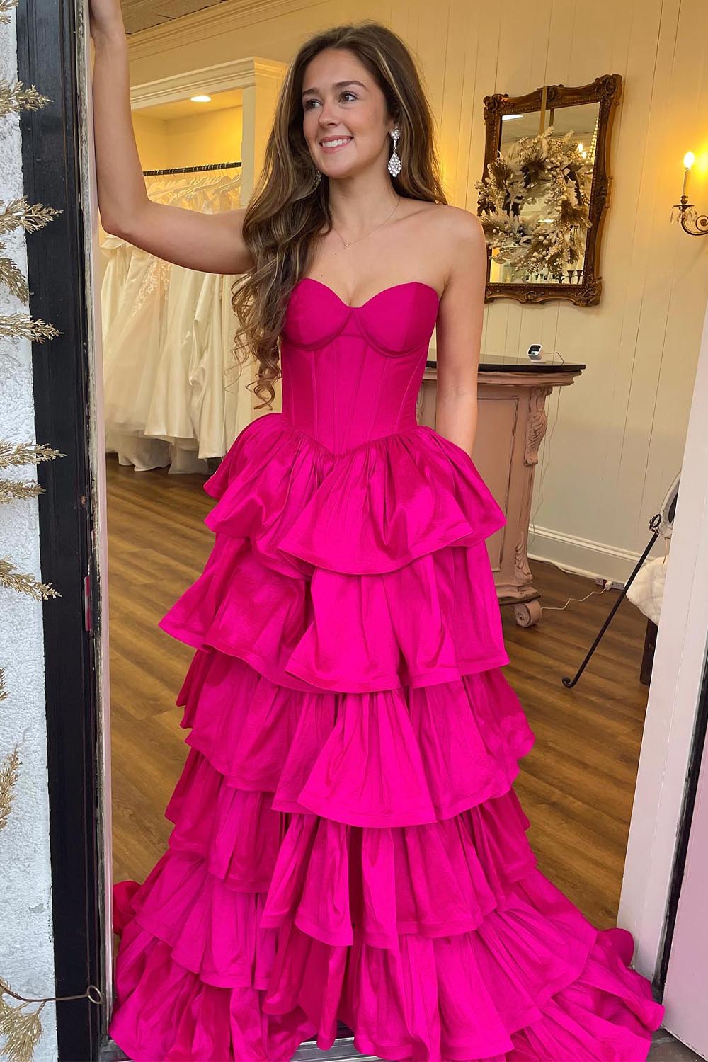 Sweetheart Pink Corset Prom Dress