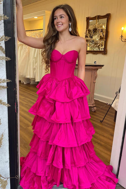 Sweetheart Pink Corset Prom Dress